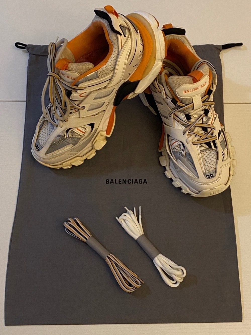 Balenciaga Track Trainers White and Orange Women's Size 9